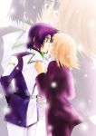  1boy 1girl athrun_zala blonde_hair blue_hair cagalli_yula_athha collar_grab couple green_eyes gundam gundam_seed gundam_seed_destiny kiss military military_uniform parubinko uniform 