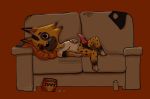  african_wild_dog animal_crossing animal_genitalia animal_penis anthro canid canine canine_penis canis erection furniture genitals hyaenid knot kyle_(animal_crossing) lazy male mammal nintendo penis sofa solo video_games wellawayhare wolf 