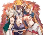  3girls :d :o ^_^ animal_ear_fluff animal_ears antenna_hair arm_up armpits ascot bangs bare_shoulders black_hair black_legwear blush braid breasts bunny_pose cat_ears cat_girl closed_eyes cowboy_shot detached_sleeves elf eyebrows_visible_through_hair facing_viewer frilled_sleeves frills gloves green_eyes hair_between_eyes half-closed_eyes heart kokkoro_(princess_connect!) kyaru_(princess_connect) large_breasts leaning_forward long_hair long_sleeves looking_at_viewer medium_breasts meme_attire multicolored_hair multiple_girls nanaya_(daaijianglin) navel nipples nose_blush open_mouth orange_hair parted_lips pecorine pointy_ears princess_connect! princess_connect!_re:dive puffy_short_sleeves puffy_sleeves pussy red_eyes red_neckwear reverse_bunnysuit reverse_outfit round_teeth see-through short_hair short_sleeves shrug_(clothing) side_braid signature silver_hair small_breasts smile sparkle stomach straight_hair streaked_hair teeth thigh_strap thighhighs tiara twintails uncensored upper_teeth very_long_hair waist_cape white_gloves white_hair white_legwear 