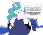  absurd_res airsicksubset big_butt blush butt dialogue duo english_text equid eyes_closed female female/female feral friendship_is_magic hi_res horn huge_butt magic mammal my_little_pony one_eye_closed princess_celestia_(mlp) princess_luna_(mlp) sibling sister sisters text thick_thighs winged_unicorn wings 