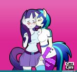  absurd_res anthro big_breasts blush bottomwear breast_squish breasts breasts_frottage caoscore clothed clothing duo equid eyes_closed female female/female friendship_is_magic hand_on_thigh hi_res horn mammal my_little_pony rarity_(mlp) skirt squish unicorn vinyl_scratch_(mlp) white_body 