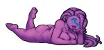  absurd_res alien alien_humanoid alpha_channel awesomenauts blue_body blue_eyes blue_sclera breasts coco_nebulon female freckles glowing glowing_eyes hi_res humanoid lying nipples nude on_front pixelhat pseudo_hair purple_body purple_skin scales simple_background solo transparent_background video_games 