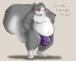  absurd_res anthro belly blush buckteeth bulge clothing emenius fur grey_body grey_fur hi_res male mammal nipples overweight overweight_male rodent sciurid simple_background solo teeth underwear 