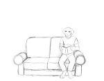  anthro book bottomwear canid canine canis clothing daniel_porter dobermann domestic_dog furniture hi_res hladilnik male mammal monochrome pants pinscher reading shirt smile sofa solo solo_focus t-shirt topwear 