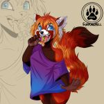  1:1 2020 5_fingers ailurid anthro blue_eyes clothed clothing digital_media_(artwork) female fingers furkinghell hi_res mammal open_mouth red_panda smile teeth tongue 