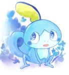  blue_eyes commentary_request floral_background full_body gen_8_pokemon highres looking_away looking_to_the_side no_humans parted_lips pokemon pokemon_(creature) sobble solo tsukiyo_(skymint) white_background 