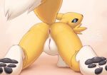  anthro anus black_sclera butt claws digimon digimon_(species) female fur gatomonlover genitals nude pawpads pussy raised_tail rear_view renamon solo toe_claws yellow_body yellow_butt yellow_ears yellow_fur yellow_tail 