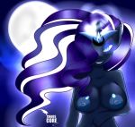  anthro areola big_breasts breasts caoscore equid female glowing glowing_eyes horn idw_publishing mammal moon my_little_pony my_little_pony_(idw) nightmare_rarity_(idw) nipples nude solo unicorn 