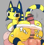  &lt;3 animal_crossing ankha_(animal_crossing) anthro balls bandage big_breasts big_butt blonde_hair blue_body blue_fur blue_hair bodily_fluids breasts butt censor_bar censored clothed clothing cowgirl_position cum cumshot digital_media_(artwork) domestic_cat drooling duo egyptian ejaculation erection eyeliner faceless_male felid feline felis female frown fur genital_fluids genitals grey_background hair hi_res hot_dogging human humanoid_genitalia humanoid_penis japanese_text looking_at_penis looking_back makeup male male/female mammal motion_lines multicolored_hair nintendo nishikunsp noseless nude on_top penile penis saliva sex short_hair simple_background smile solo_focus striped_tail stripes sweat text two_tone_hair uraeus video_games wraps yellow_body yellow_fur 