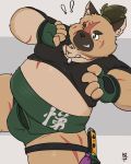  ! 2020 4:5 absurd_res anthro belly brown_body brown_fur canid canine canis d9pmzzzzuvukwcd domestic_dog fur hi_res humanoid_hands kemono male mammal scar simple_background slightly_chubby solo sumo tokyo_afterschool_summoners video_games yasuyori 