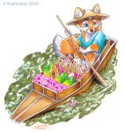  2020 ambiguous_gender blue_eyes canid canine feral fox fur kashmere mammal orange_body orange_fur sitting smile solo traditional_media_(artwork) white_body white_fur 