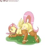  &lt;3 &lt;3_eyes absurd_res ass_up blush butt clothing cold-blooded-twilight collar equid equine female feral fluttershy_(mlp) friendship_is_magic hi_res legwear looking_back mammal my_little_pony pterippus raised_tail rope solo submissive submissive_female thigh_highs wings 