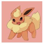  1:1 2020 3_toes ambiguous_gender black_nose blush brown_eyes cute_fangs eeveelution feral flareon fluffy fluffy_tail fur head_tuft hi_res looking_back neck_tuft nintendo open_mouth orange_body orange_fur pok&eacute;mon pok&eacute;mon_(species) pu_sukebe quadruped red_background simple_background solo tan_body tan_fur toes tuft video_games white_background 