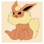  1:1 2020 4_toes ambiguous_gender blush brown_eyes cute_fangs eeveelution feral flareon fluffy fluffy_tail fur head_tuft hi_res neck_tuft nintendo open_mouth orange_body orange_fur pok&eacute;mon pok&eacute;mon_(species) pu_sukebe quadruped simple_background sitting solo tan_background tan_body tan_fur toes tuft video_games white_background 
