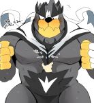  5_fingers anthro blush bodily_fluids disembodied_hand duo fingers fur grey_body grey_fur hyaku_(artist) legendary_pok&eacute;mon male nintendo pok&eacute;mon pok&eacute;mon_(species) simple_background single_strike_style_urshifu surprise sweat text urshifu video_games white_background 