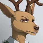  1:1 2020 anthro beastars brown_body brown_eyes brown_fur brown_nose cervid clothed clothing digital_media_(artwork) fur hazakyaracely headshot_portrait hi_res louis_(beastars) male mammal portrait tan_body tan_fur 