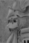  2019 abstract_background anthro armor ascot black_eyes burmecian charcoal_(artwork) close-up clothed clothing female final_fantasy final_fantasy_ix freya_crescent greyscale hair headgear helmet hi_res looking_away looking_down mammal monochrome portrait rodent sejantlamb side_view solo square_enix traditional_media_(artwork) video_games 