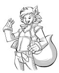  2011 anthro belt bottomwear canid clothing hair jaeh male mammal monochrome pants simple_background smile solo white_background 