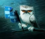  ambiguous_gender avian bird branch bubo_(genus) cryptid-creations flag frown owl snowy_owl solo true_owl 