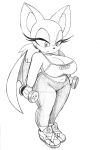 anthro bat_wings big_breasts bottomwear bra breasts chiropteran cleavage clothed clothing dumbbell exercise exercise_clothing female footwear gloves hair handwear hi_res looking_down mammal membrane_(anatomy) membranous_wings midriff monochrome navel omegasunburst pants ponytail rouge_the_bat shoes solo sonic_the_hedgehog_(series) sports_bra tight_bottomwear tight_clothing tight_pants underwear watermark weightlifting weights wide_hips wings workout 