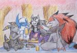  absol colored_pencil_(artwork) eeveelution feral group liepard mightyena nintendo party pok&eacute;mon pok&eacute;mon_(species) sousaku traditional_media_(artwork) umbreon video_games zoroark 