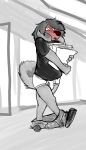  anthro blush briefs canid canine canis capra_kid clothed clothing domestic_dog embarrassed male mammal pants_around_ankles pants_down partially_clothed school solo tighty-whities tighty_whities underwear white_clothing white_underwear 