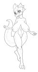  anthro breasts female greyscale kobold monochrome sarcolopter solo tongue 
