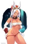  animal_humanoid breasts clothing female hair humanoid koshiosaur lagomorph lagomorph_humanoid long_hair looking_at_viewer mammal mammal_humanoid miruko my_hero_academia open_mouth red_eyes solo underwear undressing white_hair 