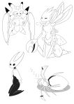  absurd_res anthro baku bodily_fluids breasts female feral group hi_res hollow_knight hornet_(hollow_knight) humanoid kumo_desu_ga_nani_ka? kumoko line_art lurantis monochrome nintendo pok&eacute;mon pok&eacute;mon_(species) scizor simple_background sketch sleeping sweat team_cherry tired video_games white_background 