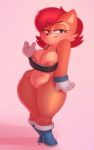  annoyed anormaluser anthro archie_comics areola areola_slip big_breasts bottomless breasts clothed clothing female genitals hair looking_at_viewer pussy red_hair sally_acorn solo sonic_the_hedgehog_(archie) sonic_the_hedgehog_(comics) sonic_the_hedgehog_(series) 