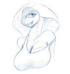  2020 ambris anthro breasts clothed clothing digital_media_(artwork) female hi_res looking_at_viewer non-mammal_breasts open_mouth reptile scalie simple_background sketch smile snake solo teeth tongue white_background 