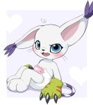  anthro blush bodily_fluids claws clothing diaper digimon digimon_(species) domestic_cat embarrassed eyebrows felid feline felis female gatomon gloves handwear hi_res looking_at_viewer mammal nyanyakotarou raised_eyebrow sitting solo sweat 