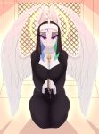  absurd_res anthro breasts chapaevv clothing cross digital_media_(artwork) feathers female friendship_is_magic hair hi_res looking_at_viewer my_little_pony nun patreon princess_celestia_(mlp) solo wings 