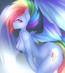  anthro bent_over breasts bunnywhiskerz equid equine female friendship_is_magic hair hi_res mammal multicolored_hair my_little_pony nipples nude pterippus rainbow_dash_(mlp) rainbow_hair solo wide_hips wings 