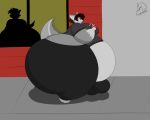  5:4 absurd_res angelowo anthro big_butt bulge butt canid canine canis clothing hi_res huge_butt hyper hyper_butt leggings legwear male mammal obese overweight solo wolf 