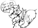  2016 animal_humanoid anthro breasts canid canid_humanoid canine canine_humanoid clothing dialogue english_text female fox fox_humanoid glove_snap gloves handwear humanoid johnny_bravo_(series) mammal mammal_humanoid monochrome nipples nude nurse nurse_fox open_mouth solo speech_bubble teeth text tongue unknown_artist 