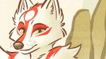  16:9 amaterasu anthro canid canine canis capcom deity female mammal markings nicnak044 red_markings solo solo_focus video_games whiskers widescreen wolf yellow_eyes ōkami 