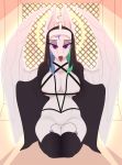  absurd_res anthro bdsm bondage bound breasts chapaevv clothing cross digital_media_(artwork) feathers female friendship_is_magic hair hi_res looking_at_viewer my_little_pony nun open_mouth patreon princess_celestia_(mlp) sex_toy solo vibrator wings 