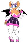  anthro bedroom_eyes big_breasts breasts chiropteran cleavage clothed clothing eyewear female footwear hi_res high_heels mammal narrowed_eyes rouge_the_bat seductive shoes simple_background solo sonic_the_hedgehog_(series) sunglasses thecon white_background wide_hips 