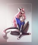  2020 4_toes 5_fingers anthro clothed clothing digital_media_(artwork) domestic_cat eyebrows eyelashes felid feline felis female fingers hair long_legs mammal orange_eyes pink_hair slim solo tall toes yasmil 