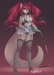  anthro big_breasts bra breasts bunnywhiskerz cleavage clothed clothing collar female garter_straps hair hi_res leash lutrine mammal mustelid panties red_eyes red_hair solo translucent translucent_clothing underwear wide_hips 