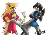  allexxiss alpha_channel angry anthro blonde_hair bottomwear callie_briggs clothed clothing felid felina_feral feline female fighting_over_boy hair hanna-barbera help_sign holding_arm holding_leg holding_object holding_sign human interspecies male male/female mammal pants skirt suit swat_kats 