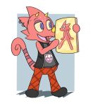  animal_crossing anthro bold_and_brash bottomwear chameleon choker clothing flick_(animal_crossing) goth horn jewelry leather lidded_eyes lizard male meme necklace nickelodeon nintendo pants princeofdingos red_body red_scales reptile scales scalie solo spongebob_squarepants topwear vest video_games 