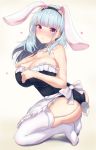  animal_ears azur_lane breast_hold bunny_ears dido_(azur_lane) kanno_esuto no_bra stockings tail thighhighs 