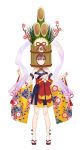  1girl :3 absurdres alternate_costume bamboo blush breasts brown_eyes brown_hair cleavage closed_mouth detached_sleeves floral_print flower fukahire_(ruinon) full_body hair_between_eyes highres hololive inugami_korone kadomatsu looking_at_viewer official_art sandals socks solo virtual_youtuber white_background 