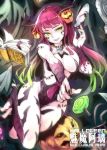  1girl ahri book breasts demon_girl ejami halloween league_of_legends long_hair looking_at_viewer mask open_mouth pumpkin smile solo succubus 