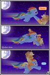  absurd_res applejack_(mlp) comic dialogue duo english_text equid female feral flying friendship_is_magic gutovi-kun hi_res mammal moon my_little_pony night outside rainbow_dash_(mlp) star text 