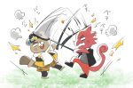  angry animal_crossing anthro beaver buckteeth butterfly_net c.j._(animal_crossing) chameleon choker clothing duo eyewear fight fishing_rod flick_(animal_crossing) goth hat headgear headwear hi_res japanese_text jewelry lizard male mammal necklace nintendo ochapper red_body red_scales reptile rodent scales scalie sunglasses teeth text video_games 
