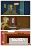  absurd_res applejack_(mlp) bathroom blonde_hair clothing comic door english_text equid female feral freckles friendship_is_magic gutovi-kun hair hat headgear headwear hi_res mammal mirror my_little_pony orange_body sink solo text 