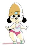  acstlu beanie bottomwear canid canine clothing footwear hat headgear headwear hotpants looking_at_viewer male mammal parappa parappa_the_rapper sandals shorts simple_background smile solo sony_corporation sony_interactive_entertainment standing video_games white_background wide_hips 